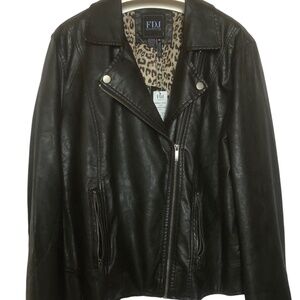 French Dressing Jeans(FDJ) Faux/Vegan Leather Black NWT Moto Jacket